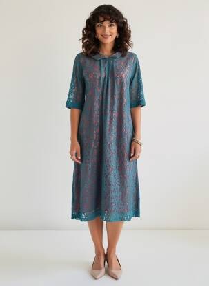 Rochie midi mâneci scurte mâneci scurte albastru MARGOT femeie