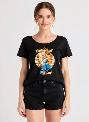Tricou serigrafie mâneci scurte negru MARGOT femeie