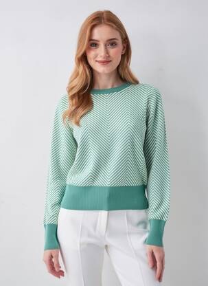 Pulover elasticitate mâneci lungi verde DANEFAE femeie