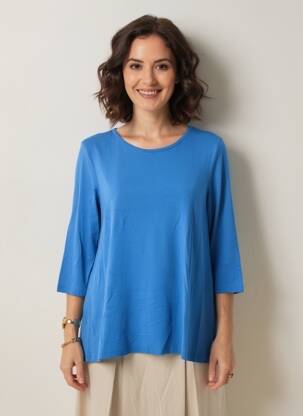 Tricou mâneci 3/4 mâneci 3/4 albastru BY BASICS femeie