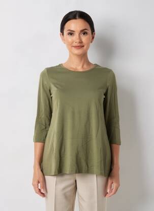 Tricou mâneci 3/4 mâneci 3/4 verde închis BY BASICS femeie