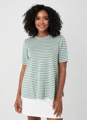 Pulover croială cambrată mâneci scurte verde BY BASICS femeie