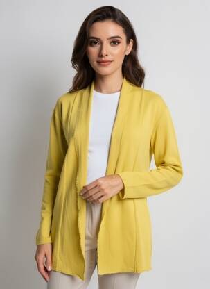 Vestă cu mâneci lungi guler șal galben BY BASICS femeie