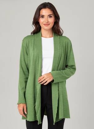 Vestă cu mâneci lungi guler șal verde BY BASICS femeie