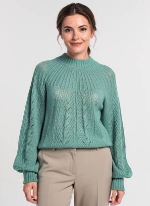 Pulover țesătură melanj mâneci lungi verde KING LOUIE femeie