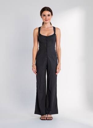 Salopetă-pantalon închidere cu nasturi pe față fără mâneci negru KALI YOG femeie