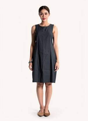 Rochie midi fără mâneci fără mâneci negru SKFK femeie