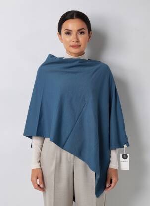 Poncho croială largă albastru SURKANA femeie
