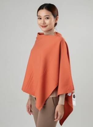 Poncho croială largă portocalie SURKANA femeie
