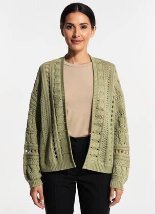 Vestă cu mâneci lungi tricotaj din plasă verde WHITE STUFF femeie