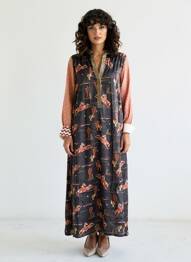 Rochie lungă mâneci lungi mâneci lungi negru ME369 femeie