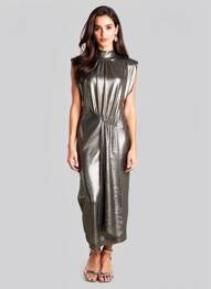 Rochie lungă mâneci scurte mâneci scurte argintiu ESSENTIEL ANTWERP femeie