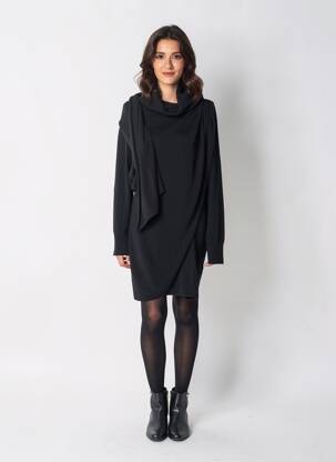 Rochie pulover elasticitate mâneci lungi negru ESSENTIEL ANTWERP femeie