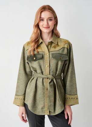 Jachete casual epoleți verde ME369 femme