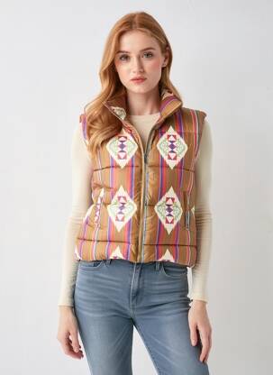 Geacă matlasată buzunare fără glugă maro ARIZONA LOVE femeie