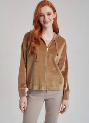 Jachete casual guler rotund maro MAJESTIC FILATURES femeie
