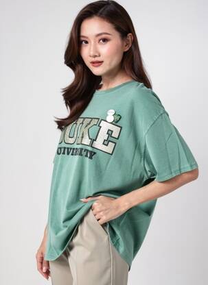 Tricou croială dreaptă mâneci scurte verde NEWTONE femeie