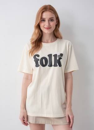 Tricou serigrafie mâneci scurte bej NEWTONE femeie