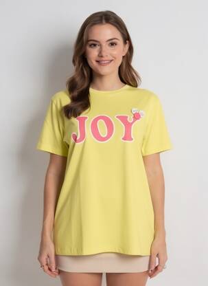 Tricou serigrafie mâneci scurte galben NEWTONE femeie