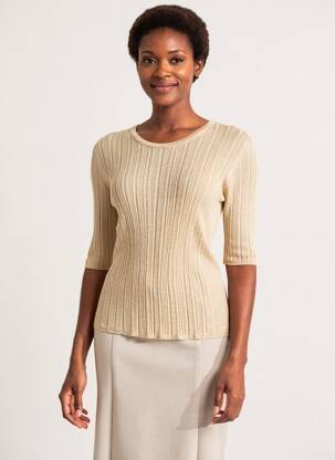 Top elasticitate mâneci lungi auriu MAJESTIC FILATURES femeie