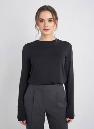 Top țesătură jersey mâneci lungi negru PHISIQUE DU ROLE femeie