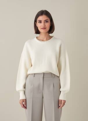 Pulover elasticitate mâneci lungi bej ESSENTIEL ANTWERP femeie