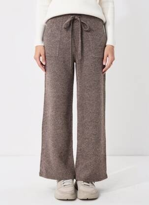 Pantalon evazat talie elastică bej MAJESTIC FILATURES femeie