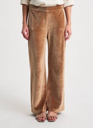 Pantalon drept talie elastică bej MAJESTIC FILATURES femeie