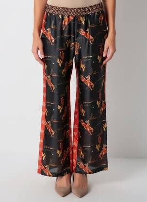 Pantalon drept talie elastică mărime normală negru ME369 femeie