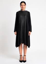 Rochie midi mâneci lungi mâneci lungi negru OZAI N KU femeie