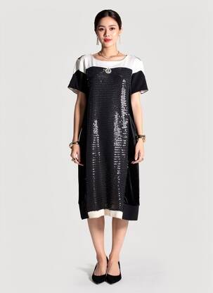 Rochie midi mâneci scurte mâneci scurte negru ELISA CAVALETTI femeie