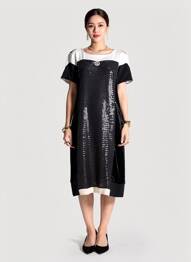 Rochie midi mâneci scurte mâneci scurte negru ELISA CAVALETTI femeie