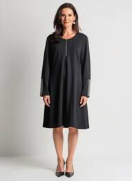 Rochie midi mâneci lungi mâneci lungi negru DOLCEZZA femeie