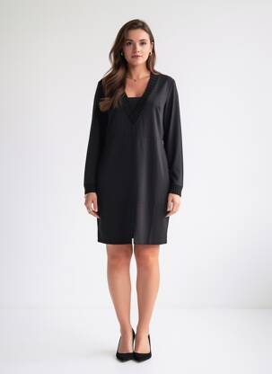 Rochie scurtă mâneci lungi mâneci lungi negru NÜ femeie