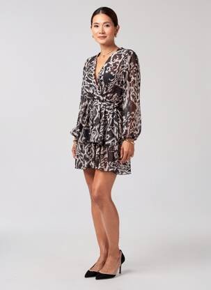 Rochie scurtă croială fluidă mâneci lungi negru MADE IN ITALY femeie