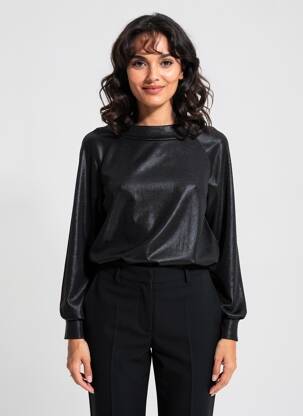 Top elasticitate mâneci lungi negru ESPERANCE femeie