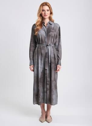 Rochie lungă mâneci lungi mâneci lungi gri LAST QUEEN femeie