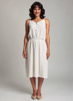 Rochie midi croială fluidă bretele subțiri alb SENES femeie