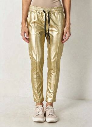 Pantalon slim talie elastică mărime normală auriu SAISON DU VENT femeie