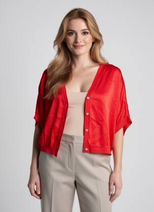 Vestă cu mâneci lungi strânsă pe partea de jos roșu MADE IN ITALY femeie