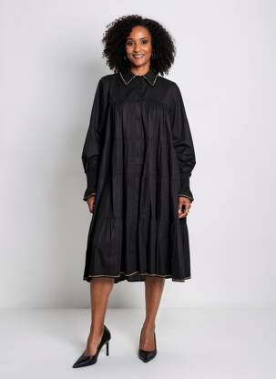 Rochie midi mâneci lungi mâneci lungi negru EXETERA femeie