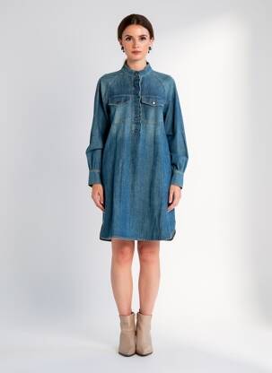Rochie scurtă mâneci lungi mâneci lungi albastru LUISA CERANO femeie