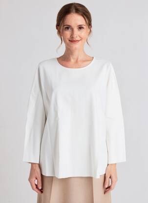 Top guler rotund mâneci lungi alb ORTO BOTANICO femeie