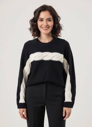 Pulover strânsă pe partea de jos mâneci lungi negru GERARD DAREL femeie