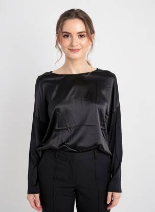 Top guler rotund mâneci lungi negru OSCALITO femeie