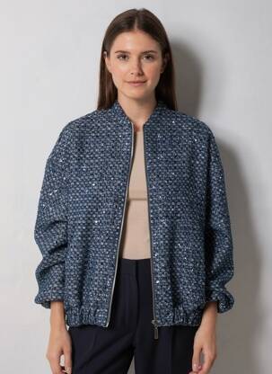 Jachete casual guler rotund albastru L'ESSENTIEL femeie