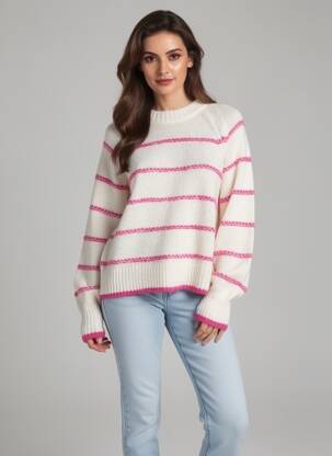 Pulover croială dreaptă mâneci lungi violet PIECES femeie