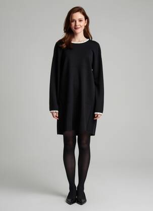 Rochie pulover elasticitate mâneci lungi negru ICHI femeie