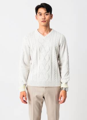 Pulover guler în v mâneci lungi gri SCOTCH & SODA bărbat