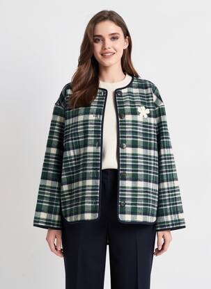 Jachete casual guler rotund verde ICHI femeie